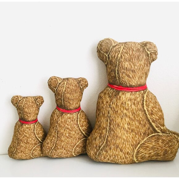Trio Teddy Bear Pillows Stuffed Animals Cut N Sew Cranston Plush Set of Three 3 - Picture 3 of 7